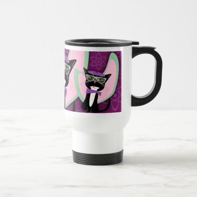 Purrsville Daddy-O Beatnik Kitty Travel Mug (Right)