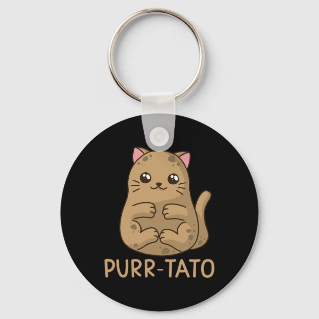 Purrtato Cat Potato Cat Lover Idaho Potatoes  Key Ring (Front)