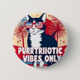 Purrtriotic Vibes Only – Cat Button