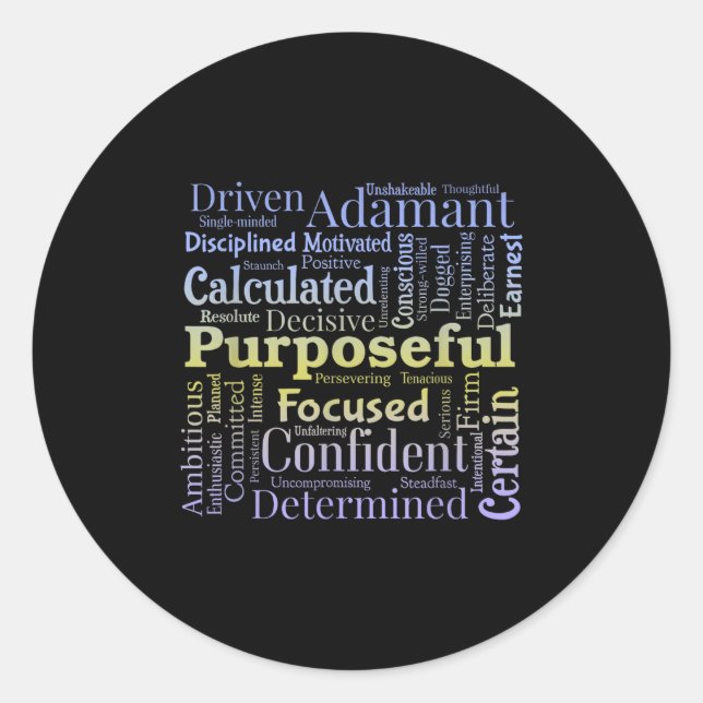 Purseful Word Cloud Art Achiever Motivation Insrat Classic Round Sticker (Front)