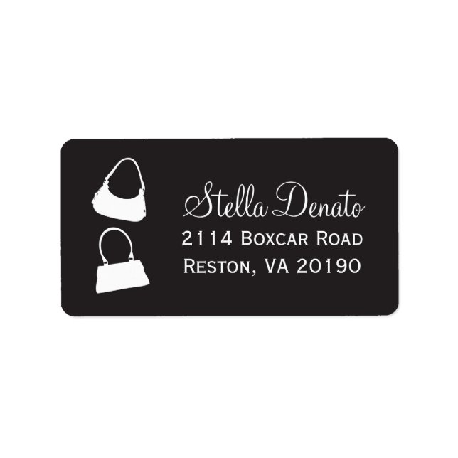 Purses Address Labels - Black (Front)