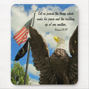 Pursue Peace American Flag and Eagle Mouse Mat