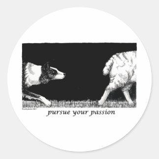 Pursue your passion Border Collie Classic Round Sticker