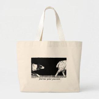 Pursue your passion Border Collie Large Tote Bag