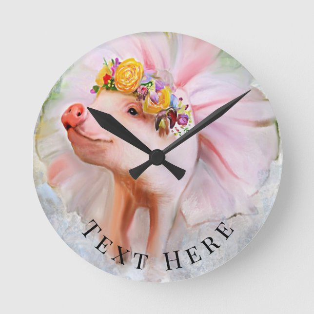 Purty Pig in a Dress  Round Clock (Front)