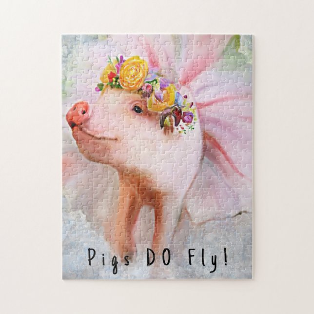 Purty Pretty Piggy in a Dress, When Pigs Fly Jigsaw Puzzle (Vertical)