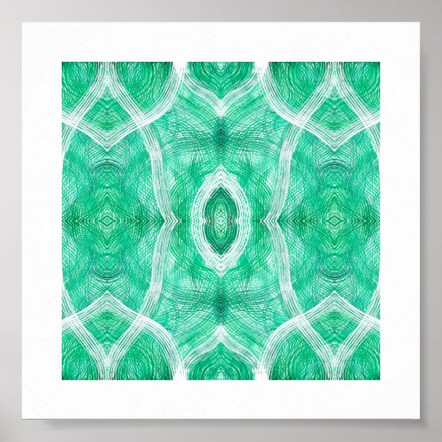 Push Abstract Light Green White Watercolor Art Poster (Front)