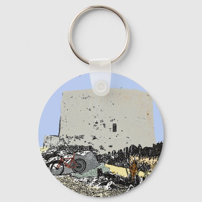 Push Bike and Martello Tower Hythe Kent   Key Ring (Front)