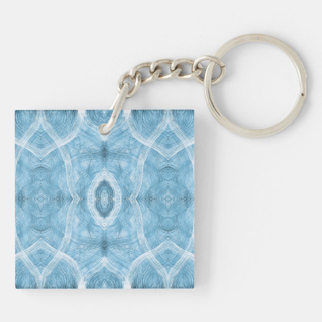 Push Blue Abstract Watercolor Art Key Ring (Back)