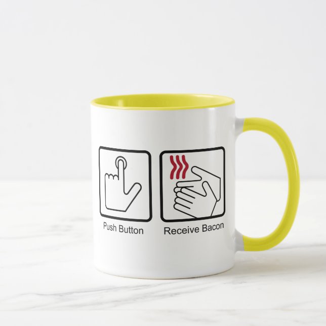 Push Button, Receive Bacon - Bacon Dispenser Mug (Right)