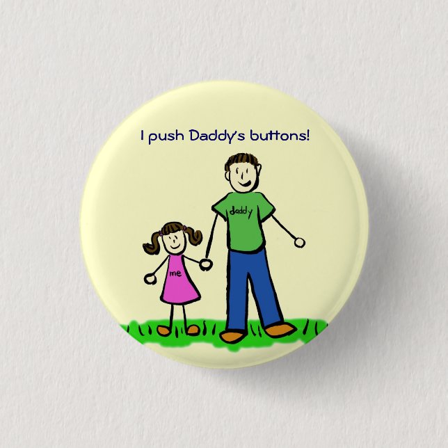 Push Daddy's Buttons Customised Dad Pin Gifts (Front)