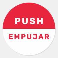 Push English Spanish Red White Safety Instruction