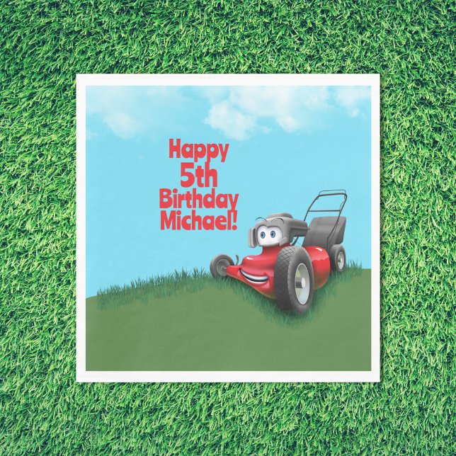 Push Lawn Mower Birthday Paper Plates Bowl Napkin (Creator Uploaded)