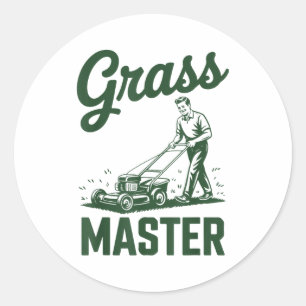 Push Lawn Mower Legend Gr Master Dad Funny Mowing Classic Round Sticker