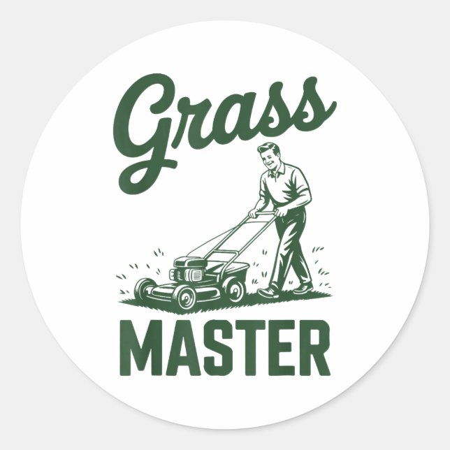 Push Lawn Mower Legend Gr Master Dad Funny Mowing  Classic Round Sticker (Front)