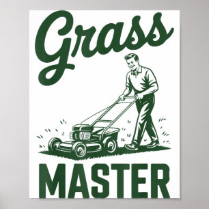 Push Lawn Mower Legend Gr Master Dad Funny Mowing  Poster