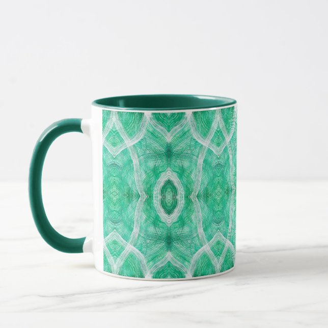 Push Light Green Abstract Watercolor Art Mug (Left)