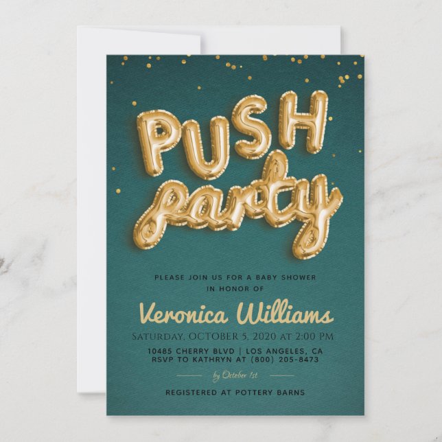 Push Party Trendy Modern Baby Shower Invitation (Front)