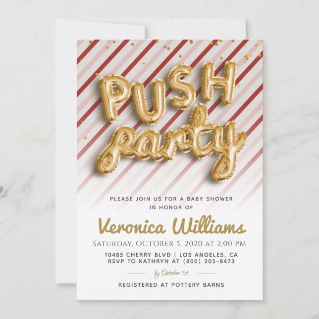Push Party Trendy Modern Baby Shower Invitation (Front)