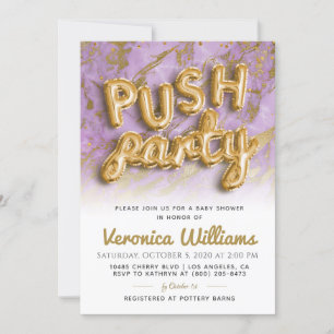 Push Party Trendy Modern Baby Shower Invitation