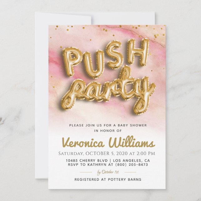 Push Party Trendy Modern Baby Shower Invitation (Front)