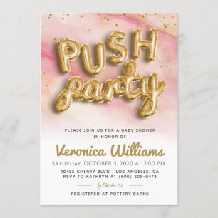 Push Party Trendy Modern Baby Shower Invitation