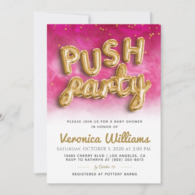 Push Party Trendy Modern Baby Shower Invitation (Front)