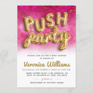 Push Party Trendy Modern Baby Shower Invitation