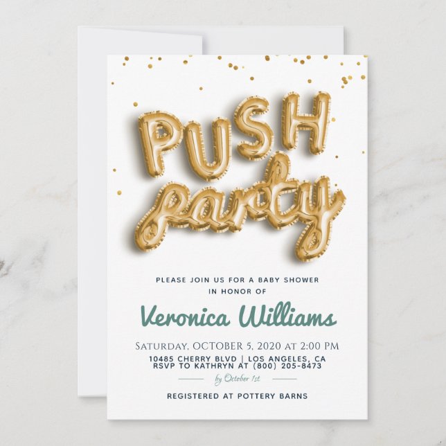 Push Party Trendy Modern Baby Shower Invitation (Front)
