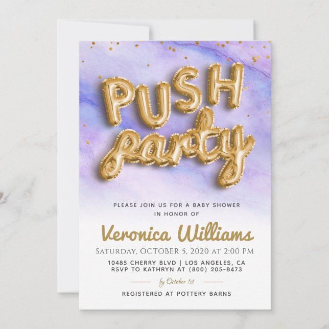 Push Party Trendy Modern Baby Shower Invitation (Front)