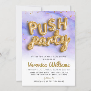Push Party Trendy Modern Baby Shower Invitation