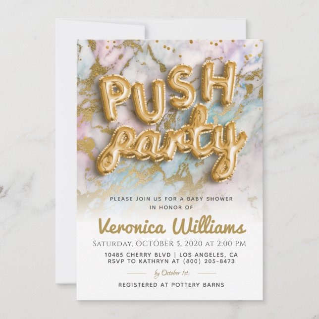 Push Party Trendy Modern Baby Shower Invitation (Front)
