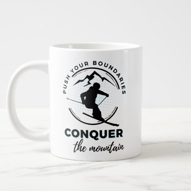 "Push your boundaries, conquer the mountain"  Large Coffee Mug (Left)