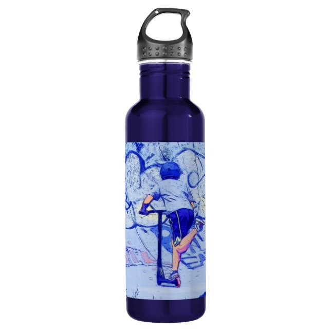 Pushin' It - Stunt Scooter Rider    710 Ml Water Bottle (Front)