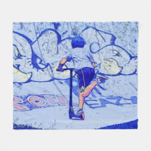 Pushin' It - Stunt Scooter Rider Fleece Blanket