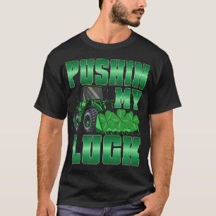 Pushin' My Luck Tractor Kids St Patrick'S Day T-Shirt