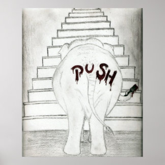 Pushing An Elephant Up The Stairs Poster