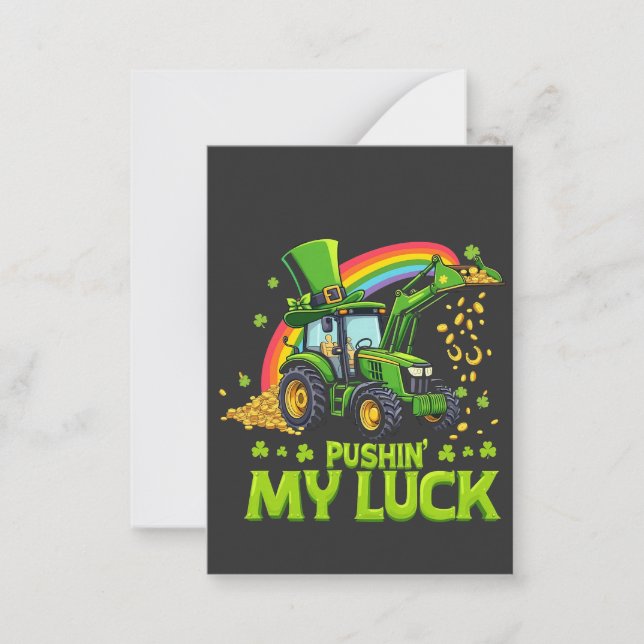Pushing My Luck Funny Excavator St Patrick's Day  Card (Front)