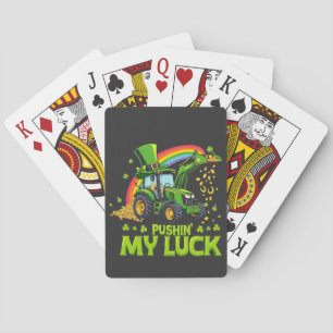 Pushing My Luck Funny Excavator St Patrick's Day  Playing Cards