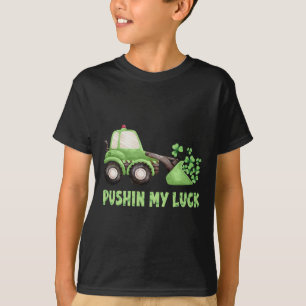 Pushing My Luck Shamrock St Patricks Day Boys Kid T-Shirt
