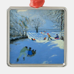 Pushing the Sledge Youlgreave Metal Tree Decoration