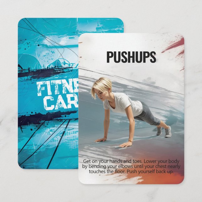 Pushups Fitness Card with Blue Backing (Front/Back)