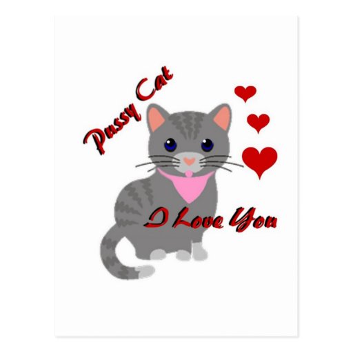 Pussy Cat / I Love You Post Card