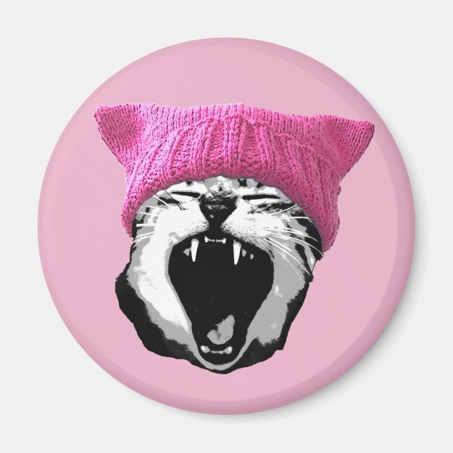 Pussy-hat Magnet - round (Front)