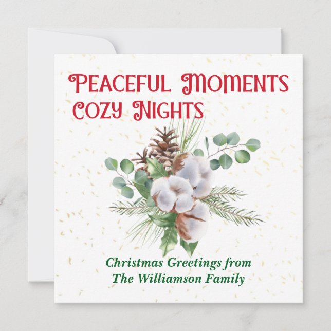 Pussy Willow Catkin Bouquet Christmas Holiday Card (Front)