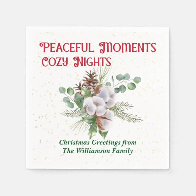 Pussy Willow Catkin Bouquet Christmas Napkin (Front)