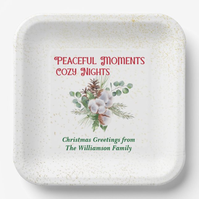 Pussy Willow Catkin Bouquet Christmas Paper Plate (Front)