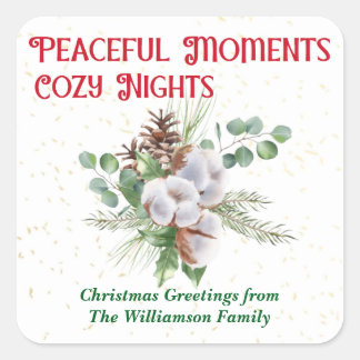 Pussy Willow Catkin Bouquet Christmas Square Sticker