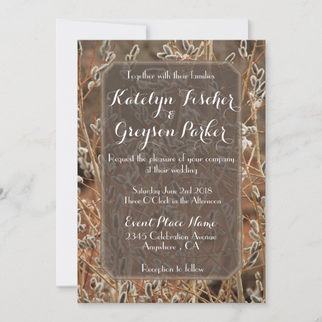 Pussy Willow Wedding Invitation (Front)