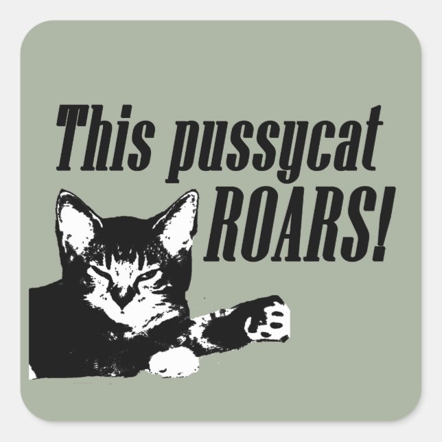 Pussycat Roars Square Sticker (Front)